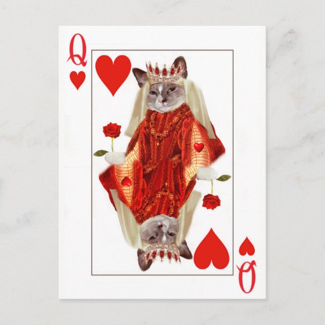 Kitten Queen of Hearts Postcard Postkarte (Vorderseite)