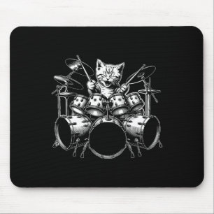 Kitten Rock Band Funny Kitty Drummer Cat Playing D Mousepad