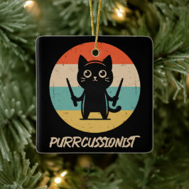 Kitten Rock Band Funny Percussionist Cat Playing Keramikornament