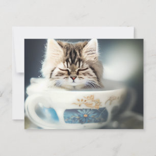 Kitten Schlafen im Teacup - Katze Postkarte