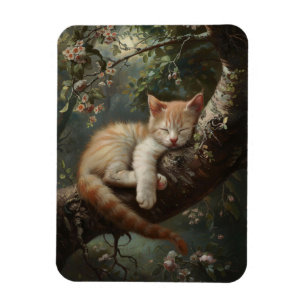 Kitten Schlafen in einem Baum Vintag flexibel Magnet