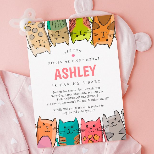 Kitten Sie mich gerade? Cats Baby Dusche Einladung (Are you kitten me right meow baby shower invitation)