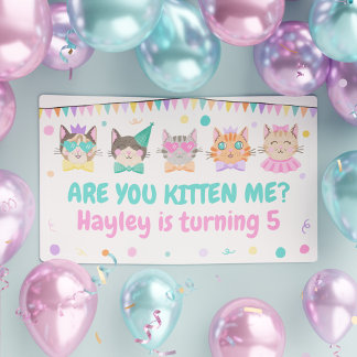 Kitten Sie mich? Kitty Cat Girls Geburtstag Banner