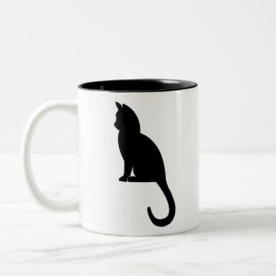 Kitten Sitting Silhouette Cat Black Zweifarbige Tasse