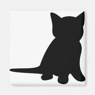 Kitten Sitzen Silhouette Katze Schwarz-weiß Magnet
