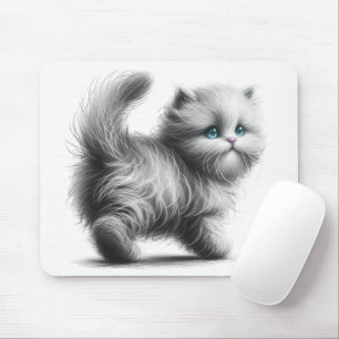 Kitten-Skizze auf Weiß Mousepad