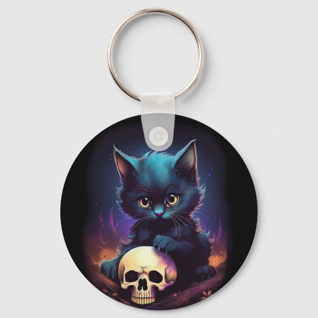 Kitten Skull Horror Schlüsselanhänger (Vorderseite)
