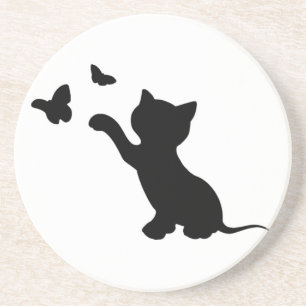 KITTEN SPIELEN MIT SCHALTFLÄCHEN GETRÄNKEUNTERSETZER