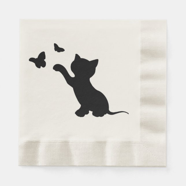 KITTEN SPIELEN MIT SCHALTFLÄCHEN SERVIETTE (Vorderseite)