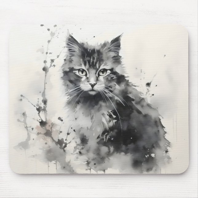 Kitten Tinte Malerei Mousepad (Vorne)