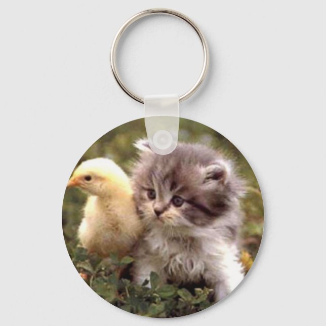 Kitten und Baby Chick Schlüsselanhänger (Vorderseite)