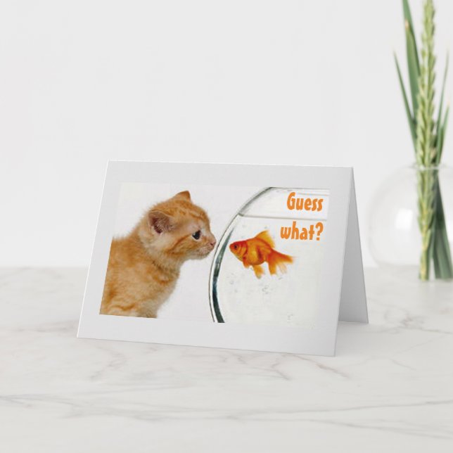 KITTEN UND FISCHE SIND BEREIT, GLÜCKLICH BIRTHTAG  KARTE (Vorderseite)