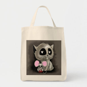 Kitten und Maus Freundschaft Liebe Valentine Herz Tragetasche