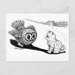 Kitten und Owl, Louis Wain Postkarte