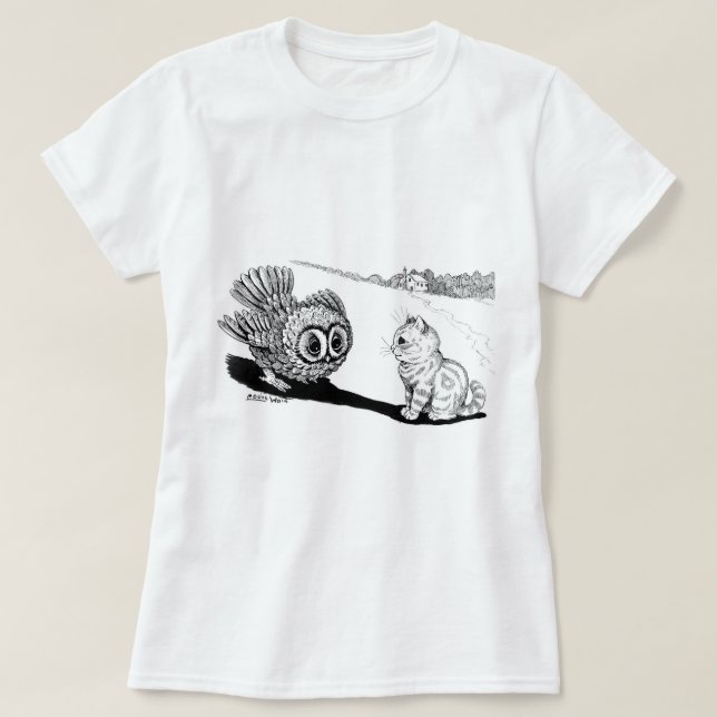 Kitten und Owl, Louis Wain T-Shirt (Design vorne)