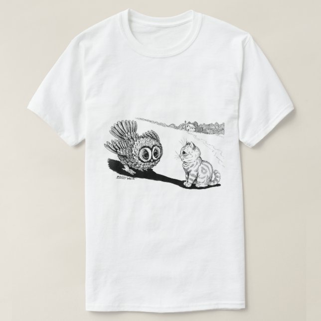 Kitten und Owl, Louis Wain T-Shirt (Design vorne)