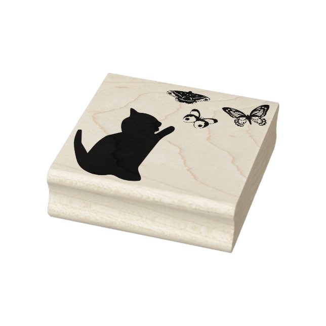 Kitten und Schmetterlinge Gummistempel (Stempel)