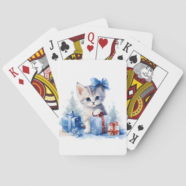 Kitten und Weihnachtsgeschenke Spielkarten (Rückseite)