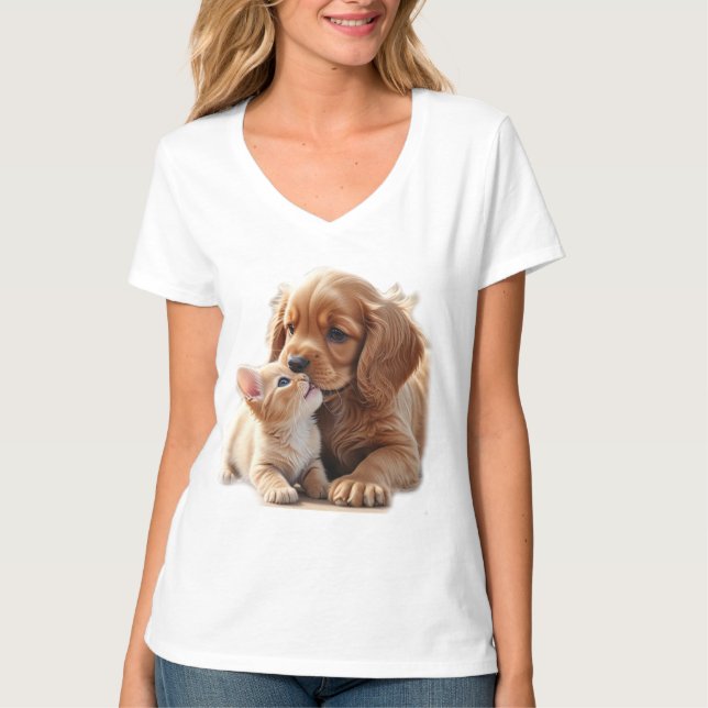 Kitten und Welpe T-Shirt (Vorderseite)
