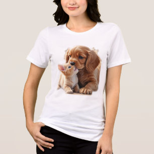 Kitten und Welpe Tri-Blend Shirt