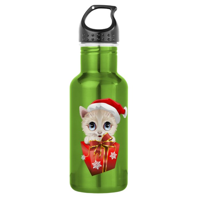 Kitten Weihnachten Weihnachten mit Edelstahlflasche (Vorderseite)