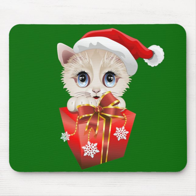 Kitten Weihnachten Weihnachten mit Geschenk Mousepad (Vorne)