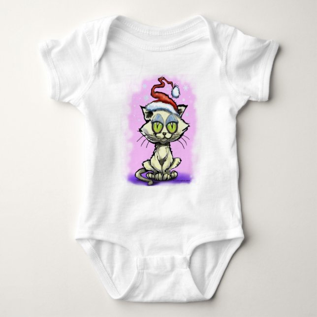 Kitten Weihnachtsmannmütze Baby Strampler (Vorderseite)