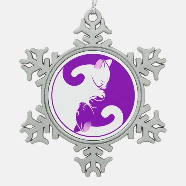 Kitten Yanjang Zinnschmuck Schneeflocken Zinn-Ornament (Vorderseite)