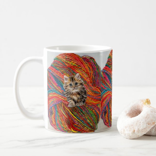 Kitten Yarn-Tasse Kaffeetasse (Mit Donut)