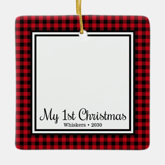 Kitten's 1. Weihnachts 2 Foto Keramikornament (Vorderseite)