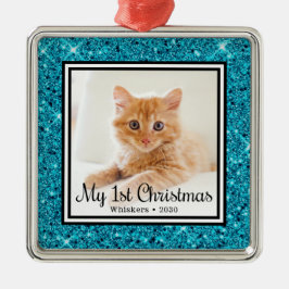 Kittens 1. Weihnachtsfest-Foto Ornament Aus Metall