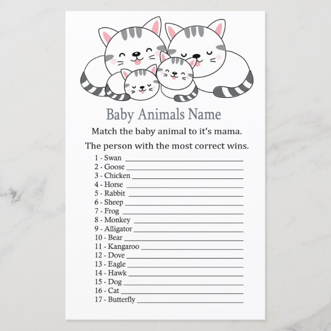 Kittens Baby Animals Name Game (Vorderseite)
