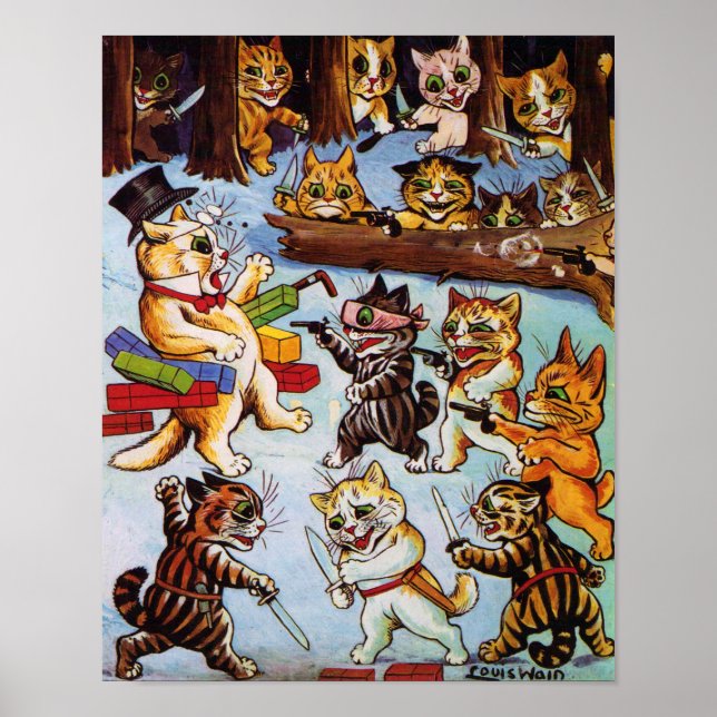 Kitten's Bandits, Louis Wain Poster (Vorne)