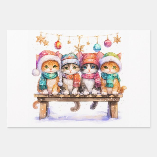 Kittens Celebrating Christmas, cuddly and cute, Geschenkpapier Set (Vorderseite 3)