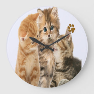 kittens clock große wanduhr