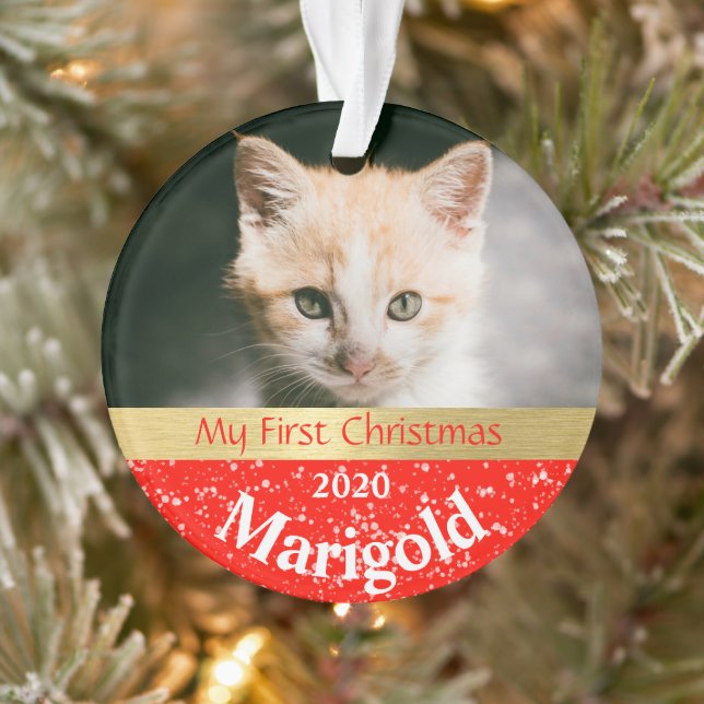 Kitten's First Christmas Foto Ornament (Baum)