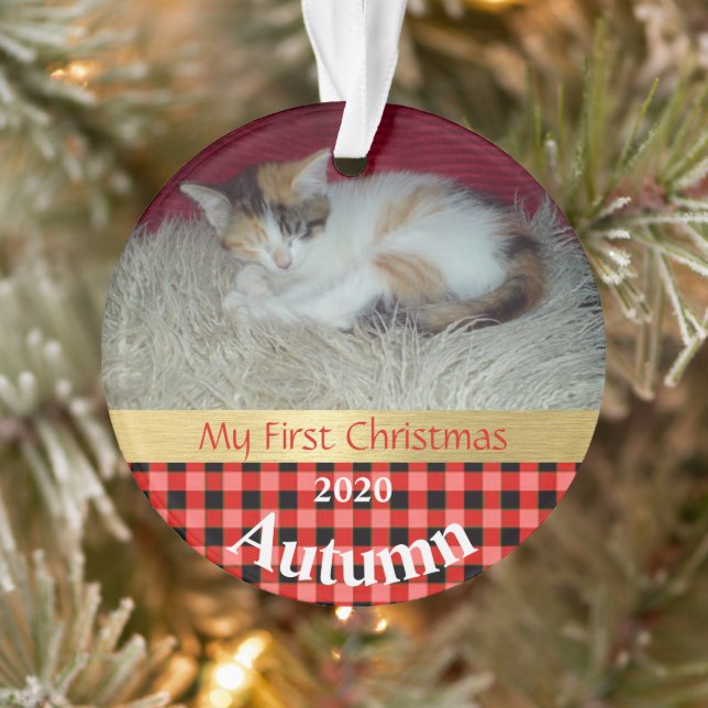 Kitten's First Christmas Foto Ornament (Baum)