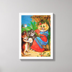Kittens & Lady, Louis Wain Leinwanddruck