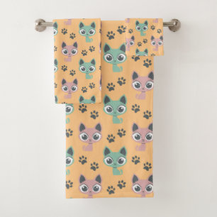 Kittens Niedlich Adorable Feline Cats Big Eyes Mus Badhandtuch Set
