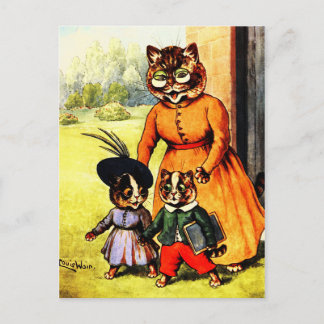 Kittens Off to School Louis Wain Postkarte