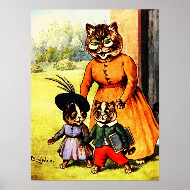 Kittens Off to School von Louis Wain Poster (Vorne)