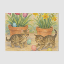 Kittens Playing with Easter Eggs Seidenpapier