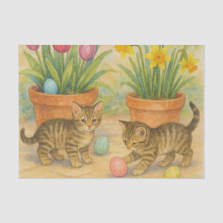 Kittens Playing with Easter Eggs  Seidenpapier