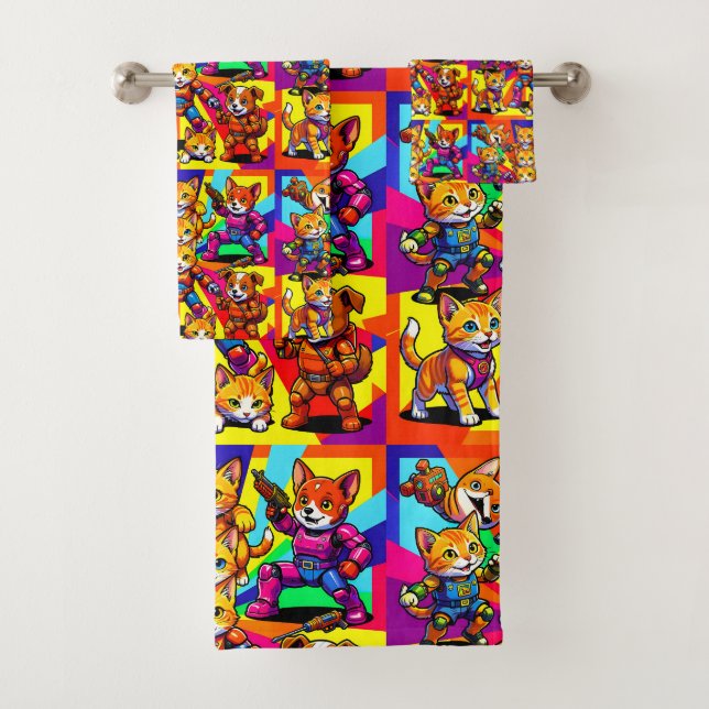 Kittens - Puppies Kids Bathroom Badhandtuch Set (Insitu)