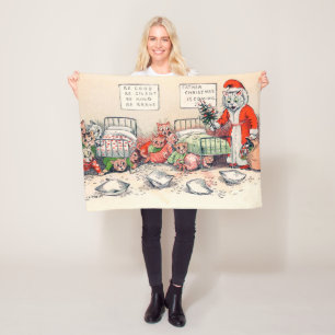 Kittens und Santa Cat, Louis Wain Fleecedecke