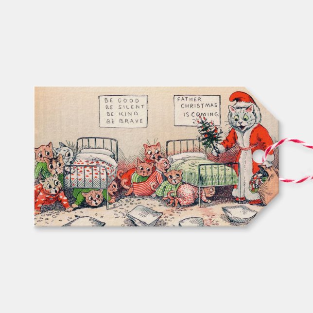 Kittens und Santa Cat, Louis Wain Geschenkanhänger (Vorderseite (Horizontal))