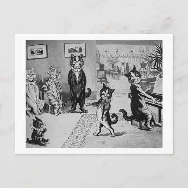Kittens Violinist, Louis Wain Postkarte (Vorderseite)
