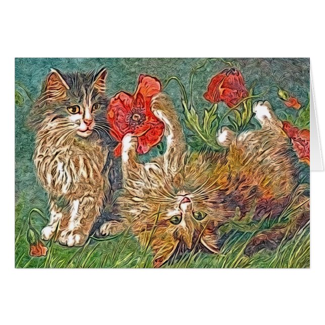 Kitties und Poppies Grußkarte für alle Anlässe (Vorderseite (Horizontal))