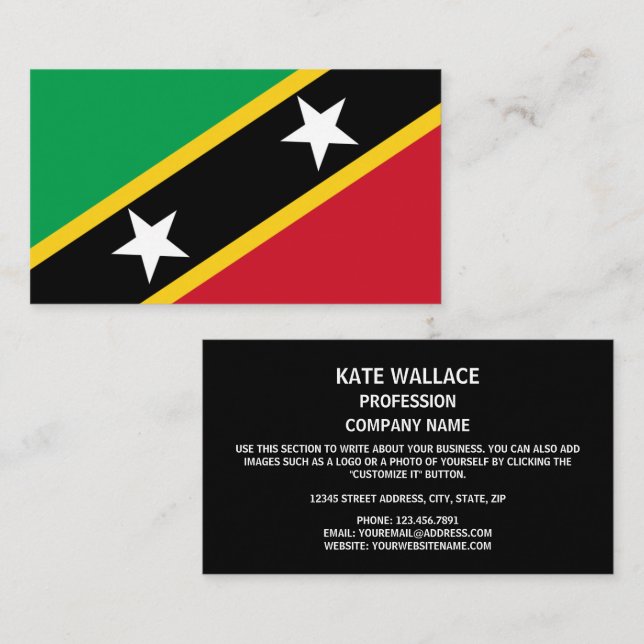 Kittitian / Nevisian Flag, Saint Kitts und Nevis Visitenkarte (Vorne/Hinten)