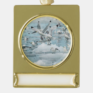 Kittiwakes Flying Banner-Ornament Gold